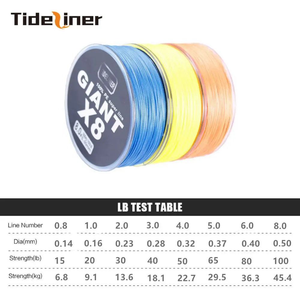 Tideliner PE леска 8 нитей супер сильная плетеная леска 500 м плетеная леска 100 фунтов технология многофиламентная PE леска