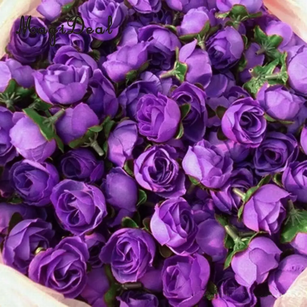 MagiDeal Lifelike 50Pcs/Lot 3cm Artificial Silk Roses Flower Heads Craft for Wedding Headbands Hat Card Photo Albums Party Decor