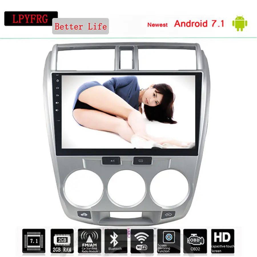 Cheap 2 din Stereo FOR HONDA CITY 2008-13 Android 9.0 Car DVD player Octa Core 4G RAM 1024*600 32GB ROM gps Nav multimedia head unit 1