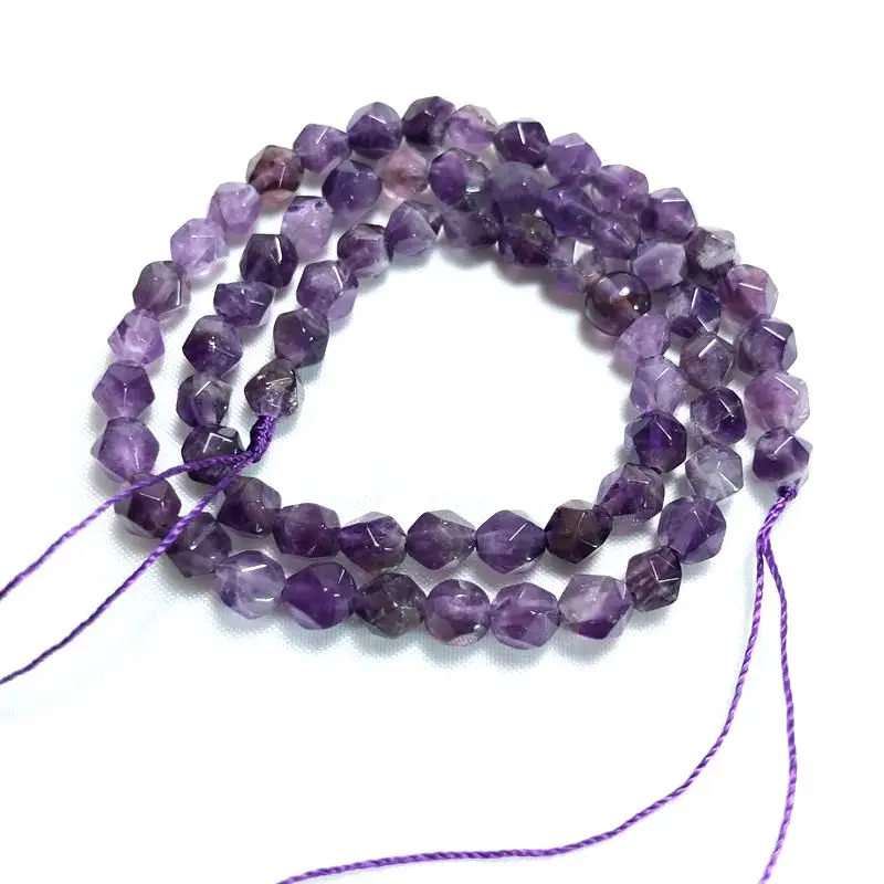 

This has a size of 10mm Natural amethyst cut surface semi-finished loose beads for DIY Bracelet necklace