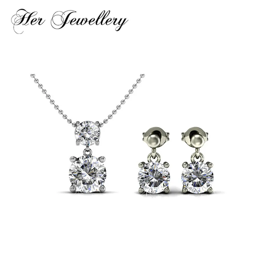 

Her Jewellery round shaped earrings jewelry set for Party necklace and earrings Made with crystals from Swarovski HS044