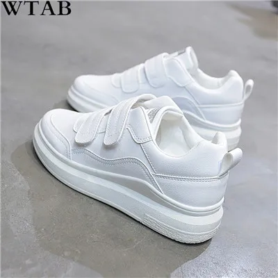 WTB/Коллекция года; сезон весна; дизайнерские белые кроссовки на танкетке; женские вулканизированные кроссовки на платформе; tenis feminino; повседневная женская обувь - Цвет: Белый