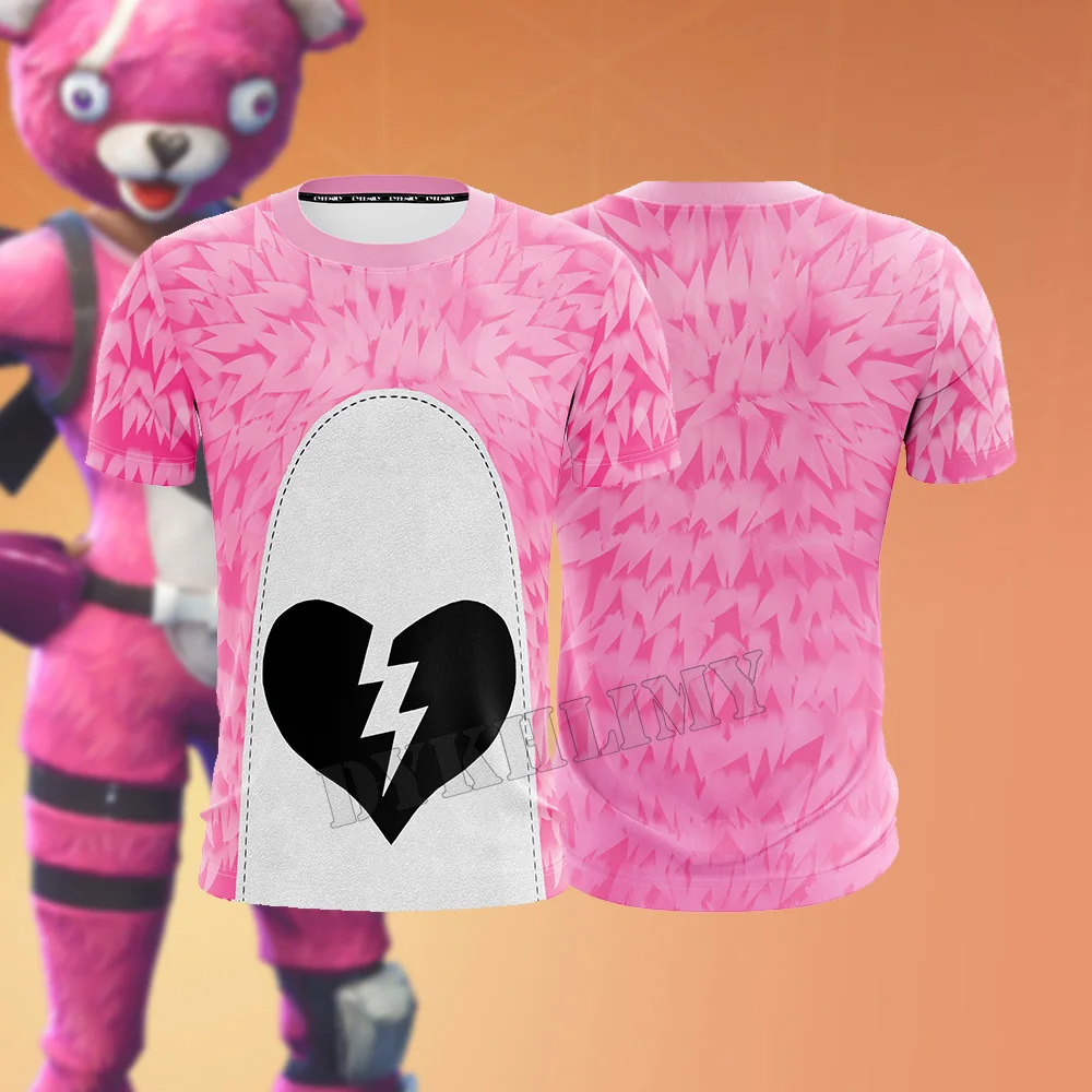 

Dykhmily Hot Sale Cosplay Pink T-shirt Men Women Fashion Summer Short Sleeve O-neck Slim Game TShirt Mens Casual Tops Tee