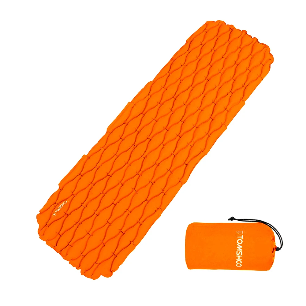 TOMSHOO Открытый Сверхлегкий надувной коврик матрас для кемпинга пешего туризма Путешествия мягкая подушка 457 г - Цвет: Orange
