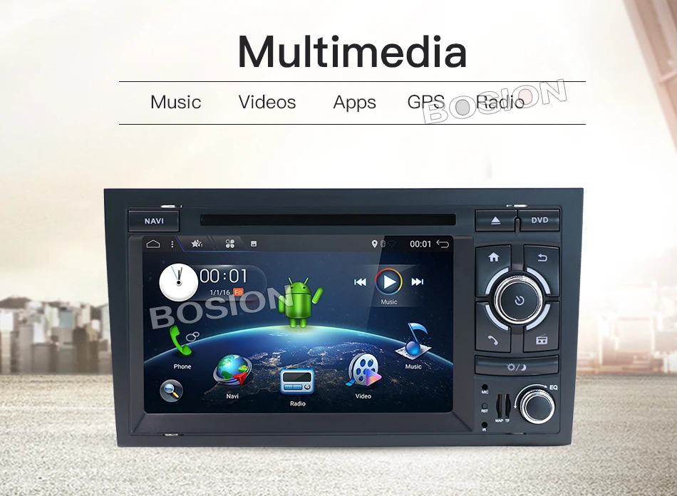 Excellent Free Canbus 1024*600 Quad Core Android 8.0 Car DVD Player for Audi A4 2002-2007 S4 RS4 8E 8F B9 B7 RNS-E (DTV DAB+ Optional) 1