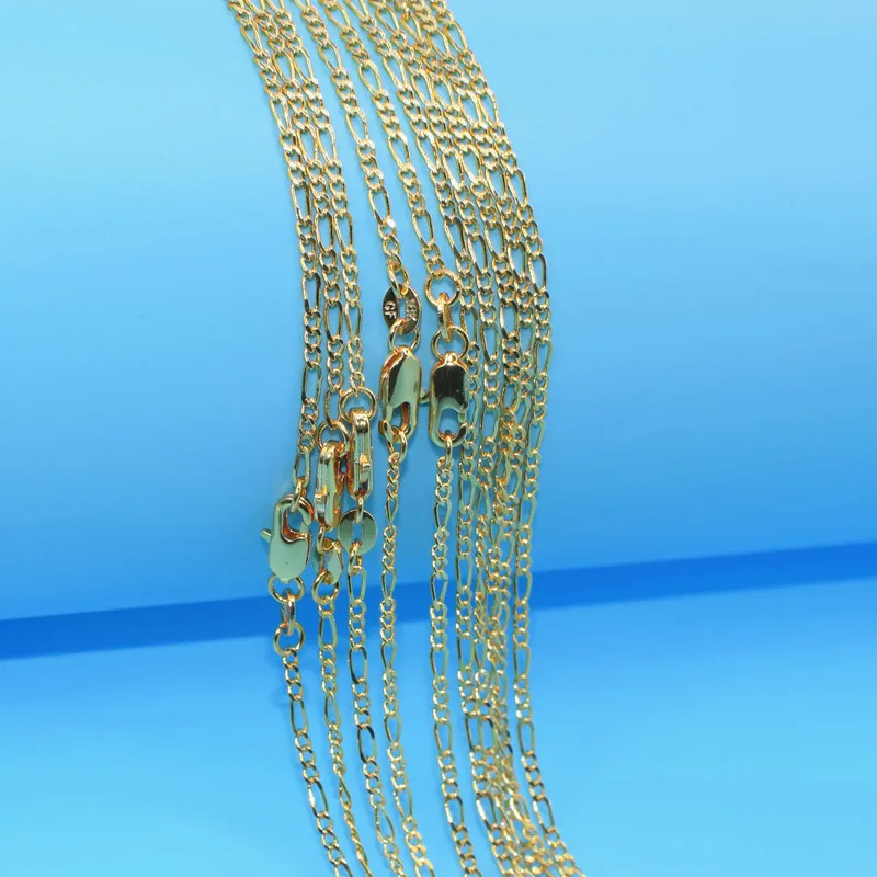 10 шт./партия золотое ожерелье ювелирные изделия Фигаро звено цепи 2 мм ожерелье 16-30 дюймов кулон цепь