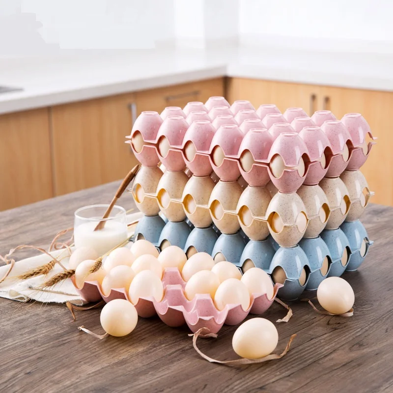 

Plastic Egg Box Kitchen Fridge Storage Box Wheat straw Shelf