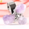 CSJA-anillo con piedras preciosas para mujer, de cuarzo, Color dorado, Irregular, Natural, Cristal púrpura, joyas anillos de dedos austriacos ajustables, E274 ► Foto 2/6
