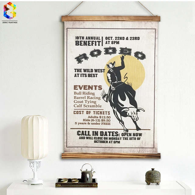 Vintage Rodeo Quotes Linen Painting Wooden Framed Home Decor Wall ... Vintage Rodeo Quotes Linen Painting Wooden Framed Home Decor Wall ...