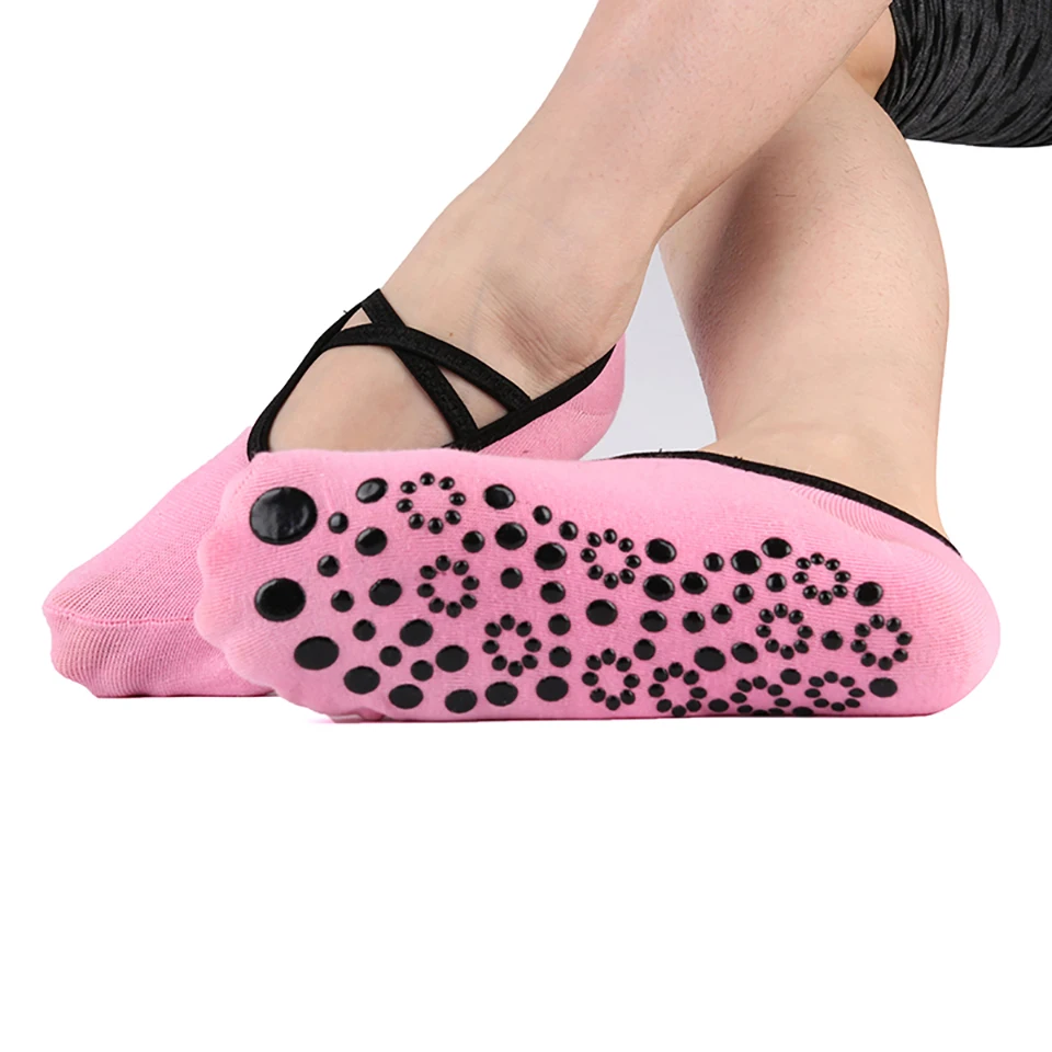 Cotton Sports Yoga Socks Slipper For Womens Non Slip Lady Damping Bandage Pilates Gym Fitness Sock Ballet Heel Dance Protector