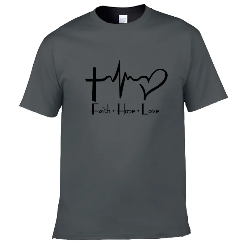 Мужская футболка с коротким рукавом Faith Hope Love Повседневная круглым вырезом топы