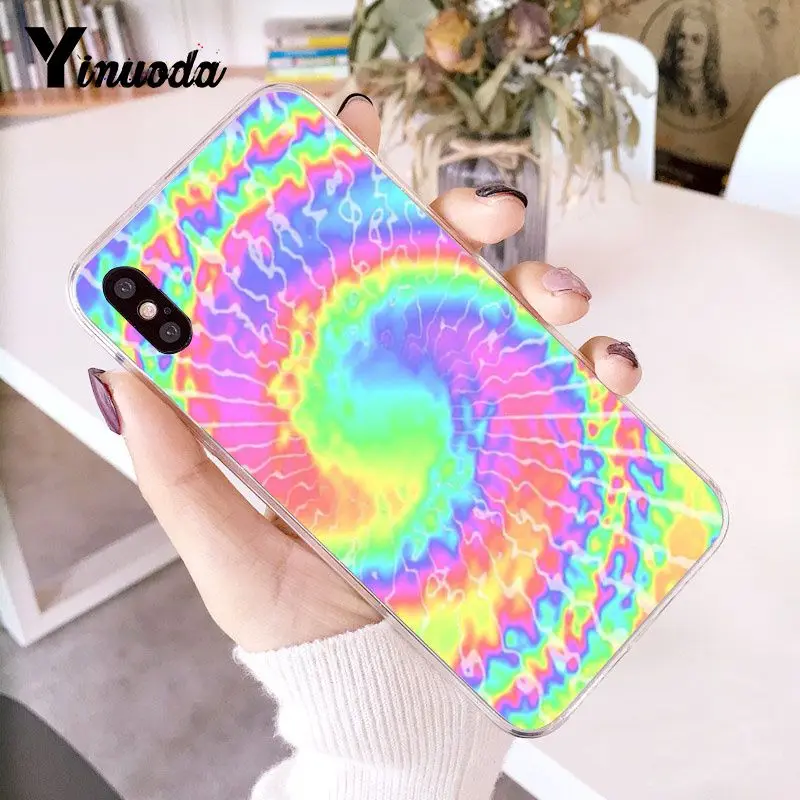 Yinuoda галстук краситель узор батик Радуга DIY печать рисунок чехол для телефона для iPhone 8 7 6 6S Plus X XS MAX 5 5S SE XR 10 чехол s