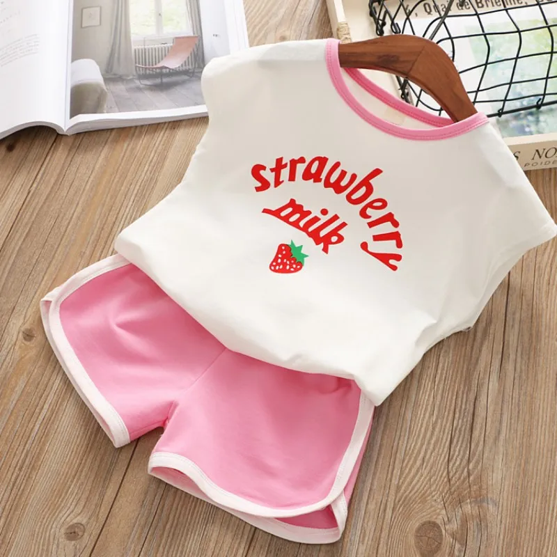 2018 модная одежда для девочек летний комплект Милая футболка с принтом с буквами + однотонные шорты 2 шт. костюм Лидер продаж Детская одежда