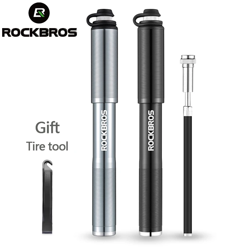 RockBros Bike Pump Aluminum Alloy Mini Portable Ball Inflator Presta /& Schrader