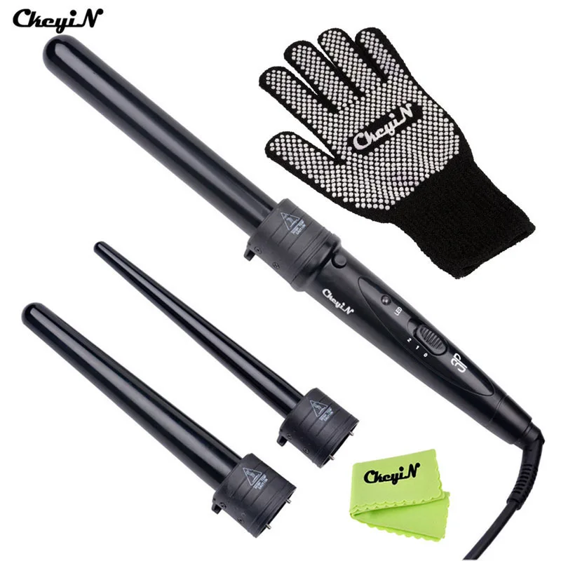 

3 Parts Hair Curler Set Curling Iron The Wand Interchangeable 3 in 1 Tourmaline Hair Curlers Rollers Electric Hair Curler Woman