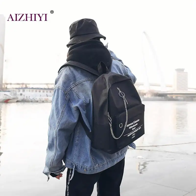 Модные женские рюкзаки с цепочкой и буквенным принтом на молнии, большие школьные сумки для путешествий, повседневные сумки на плечо, ранец для девочек-подростков