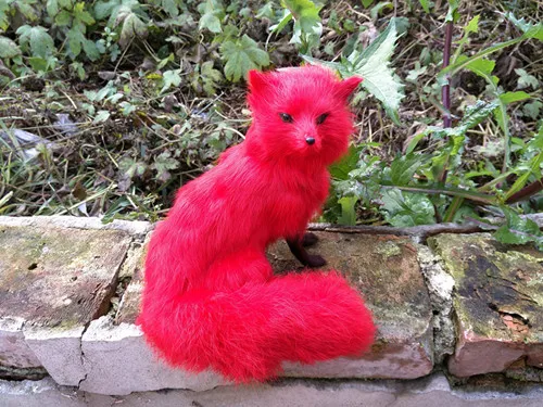 

new creative simulation red fox model polyethylene&fur sitting fox doll about 16x14x13cm 2078