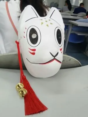 Full Face Hand-Painted Hotarubi no Mori e Cosplay Fox Masks Halloween Cartoon Character Costumes