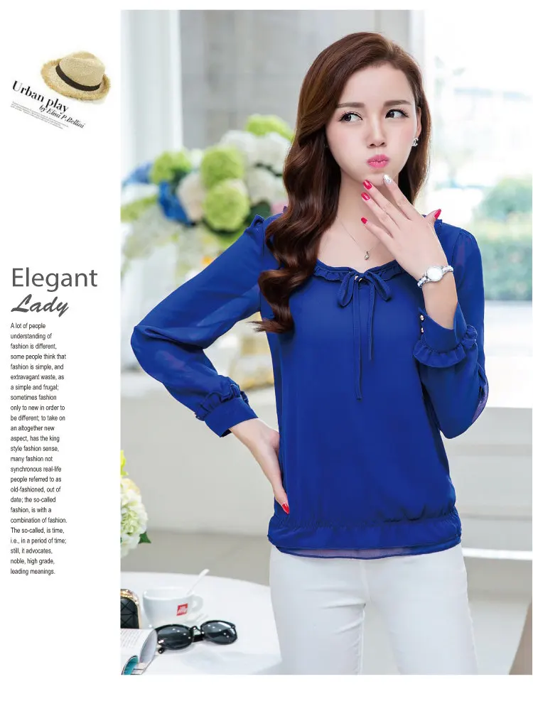S-4XL Plus Size Tops Women 2019 New Fashion Bow Long Sleeve Shirts Femme Casual Chiffon Blouse Autumn O-neck Ruffled Blusa Mujer  (8)