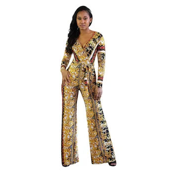 

New 2020 v-neck long-sleeve printed jumpsuit festival clothing moda feminina fashion top women sexy outfits Cultivate one's