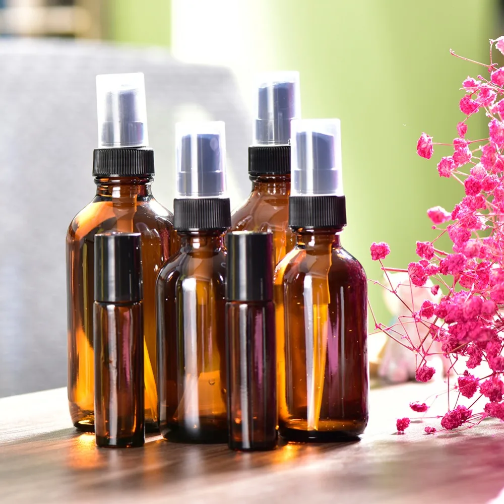 6pcs/set Portable Travel Cosmetics Glass Bottles Transparent Reusable