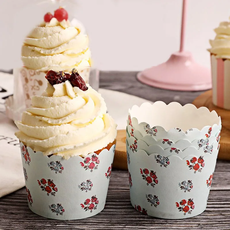100pcs Flowers design cupcake Cake Paper Cup Molds High Temperature Resistance Baking Tools for birthday wedding festival party | Дом и сад