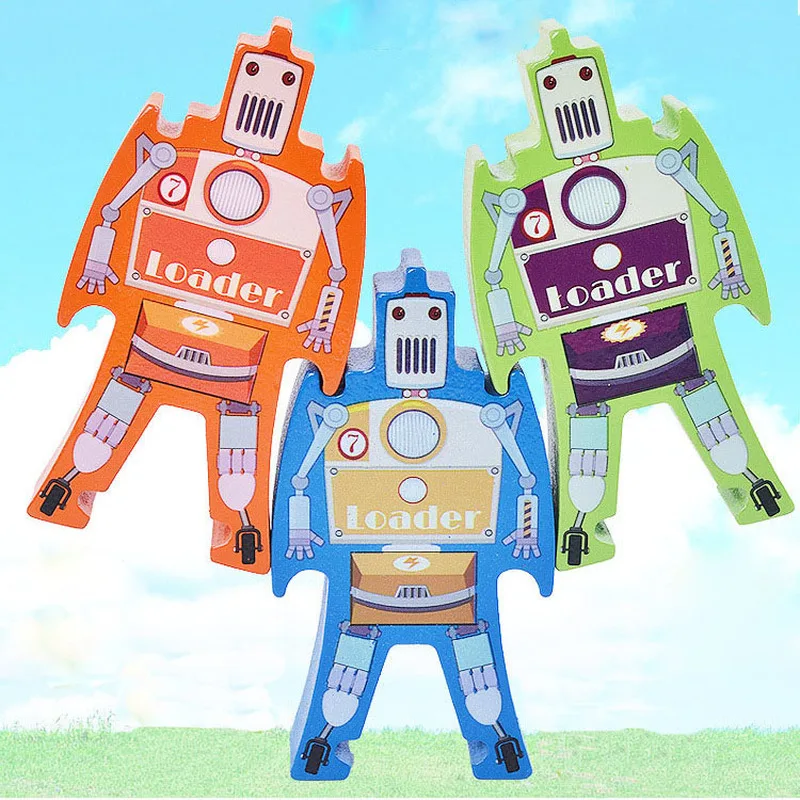 

DIY Stacking Robot Owl Game Wooden Balance Toy for Kid Baby Stacked Layer Piles Children Educational Pyramid Children's Toys