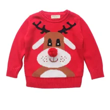 Весенне-осенний детский хлопковый Рождественский свитер для маленьких мальчиков и девочек, вязаный детский свитер с рисунком