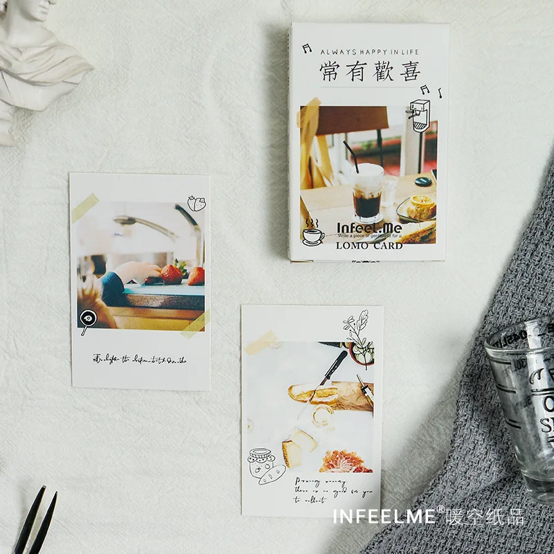 

28 Sheets/Set Creative Always Happy in Life Lomo Card Mini Postcard Greeting Card Christmas Gifts