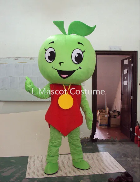Popular  Little Green Apple Mascot Costume Adult Size Free Shipping 