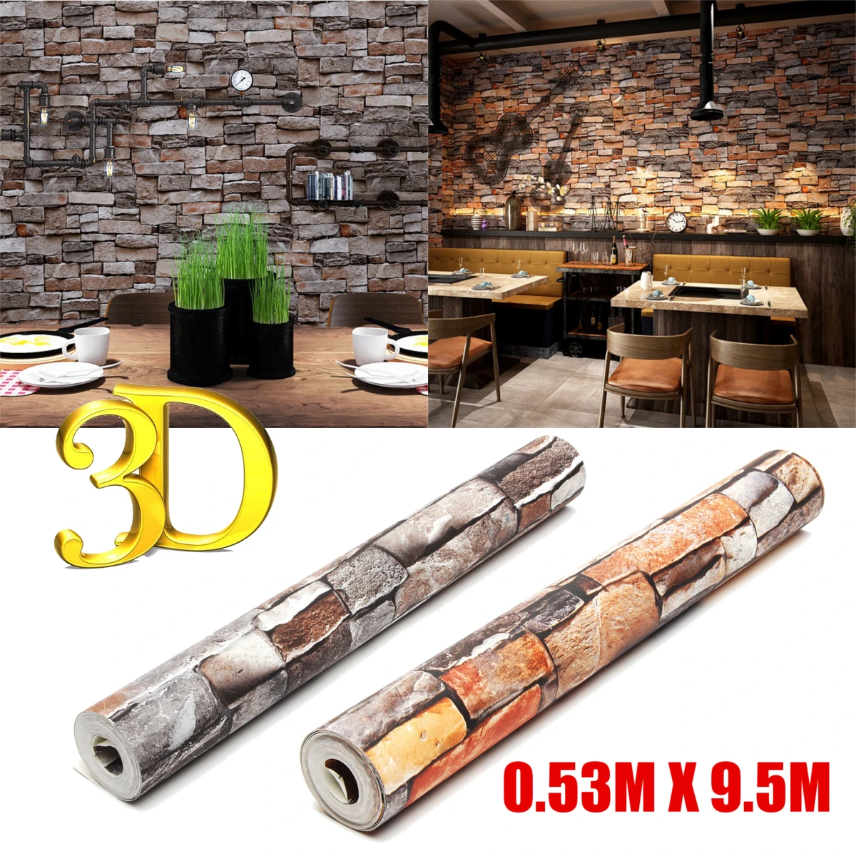 10 м * 0 53 3D каменная настенная бумага стереоскопический искусственный камень