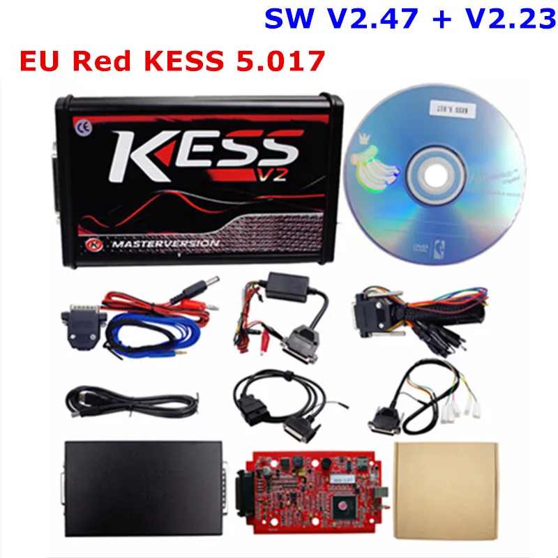 Онлайн V2.47 ЕС красный Kess V5.017 OBD2 менеджер Тюнинг Комплект KTAG V7.020 4 светодиодный Kess V2 5,017 BDM Рамка K-TAG V2.25 ECU программист - Цвет: EU KESS V5.017 V2.47