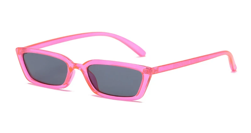 TrendyMate 90S солнцезащитные очки Женские винтажные модные маленькие прямоугольные оправы черные солнцезащитные очки «кошачий глаз» Ретро обтягивающие оттенки 5205M - Цвет линз: Purple Frame Grey