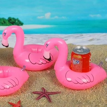 

1pc Kids Fun Swimming Floatation Device Inflatable Flamingo Drink Can Cell Phone Holder Stand Coasters Float Pool