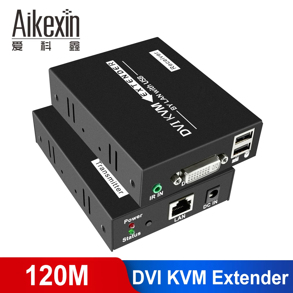 Aikexin 120m Dvi Extender Dvi Kvm Extender Over Cat 5e/ Cat 6 Lan Utp Rj45 Cable With