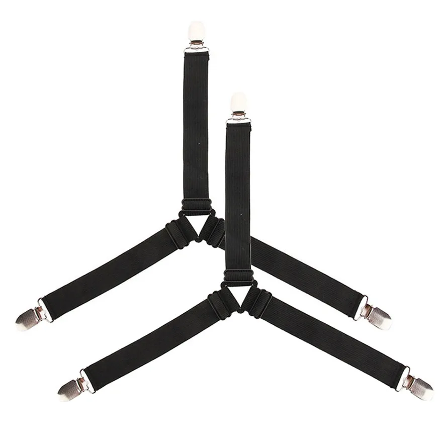 

New Elastic Bed Sheet Straps Clips 2PCS Adjustable Heavy Duty Grippers Strap Suspender Fastener Holder Clip Dec12#30