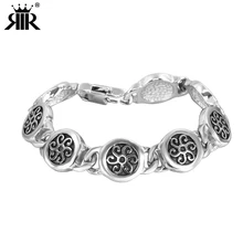 RIR тяжелый браслет из нержавеющей стали большой Мужской панк-рок готический черный браслет Викинг браслеты