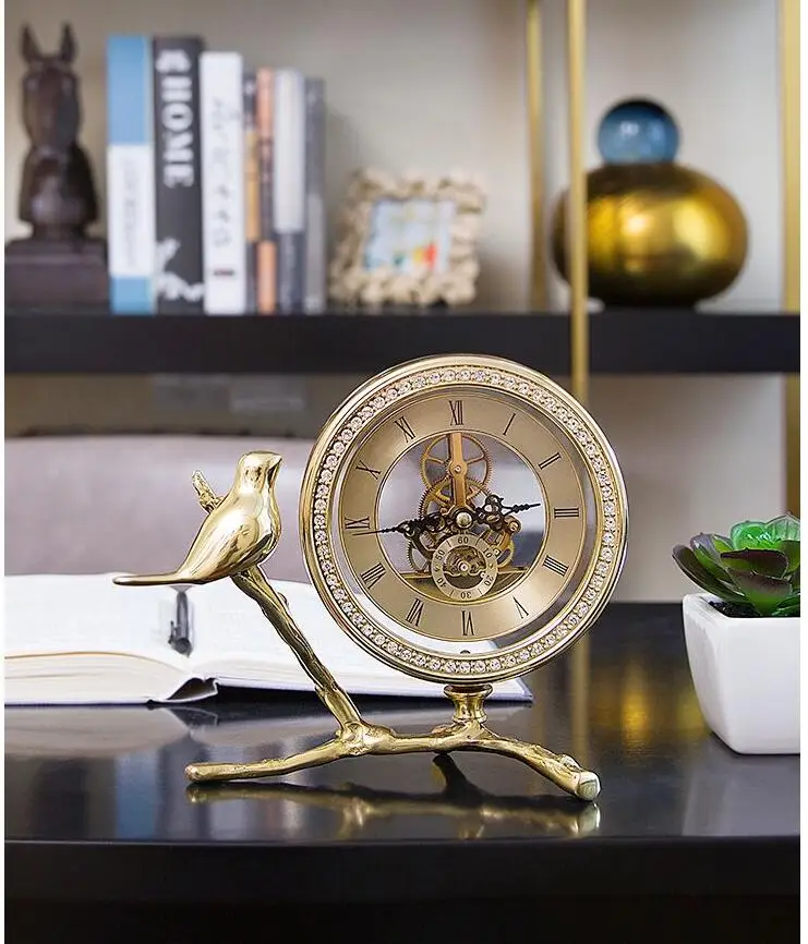  European Light Luxury Clock Ornaments Livingroom Bedroom Desktop Figurines Crafts Office Table Cloc - 33053611655