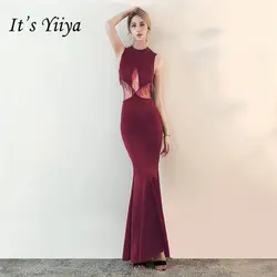 Это YiiYa Новый Bling блестками платья с кисточками Vestidos пикантные открытые вечерние платья LX634