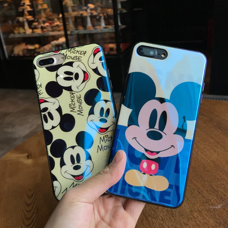 С Мышь чехол для iPhone 7 6 6s Модные Blue-Ray мягкий резиновый X 8 Plus принципиально Коке |