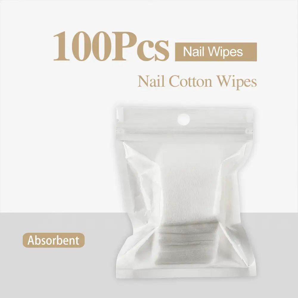 

100Pcs Lint-Free Wipes Napkins For Manicure Nail Polish Remover Pads Paper Nail Cutton Pads Manicure Pedicure Gel Tools