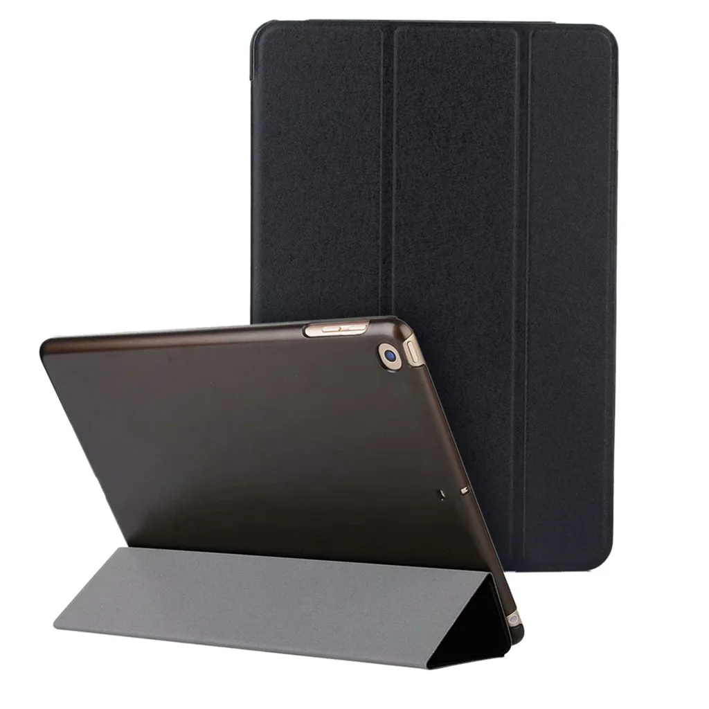 

Ultra thin magnetic leather smart case three fold translucent matte back cover for iPad 6th generation 2018 9.7 2017 5th