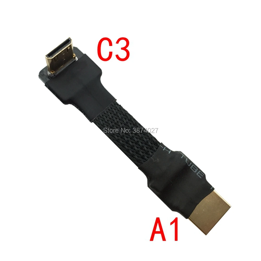 A1 HDMI Mini HDMI Micro HDMI 2,0 кабель конвертер угол 5/10/15/20/30/50/cm для PC AV HDTV lcd FPV FFC 3D