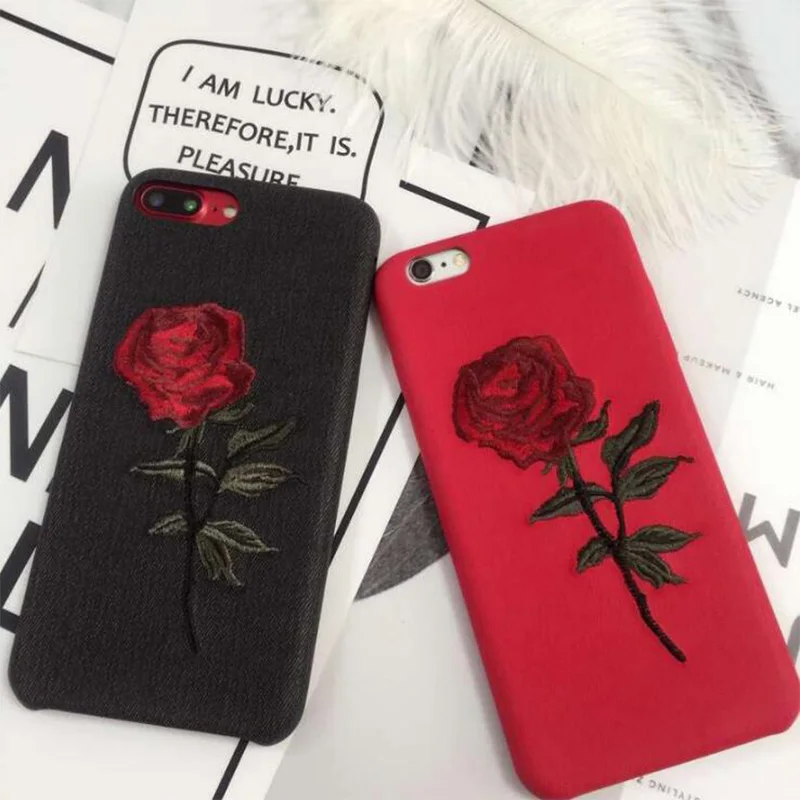 New fashion for iphone6,6ps, 6p, 6splus Embroidered Rose Cell Phone Case for iphone7,7plus