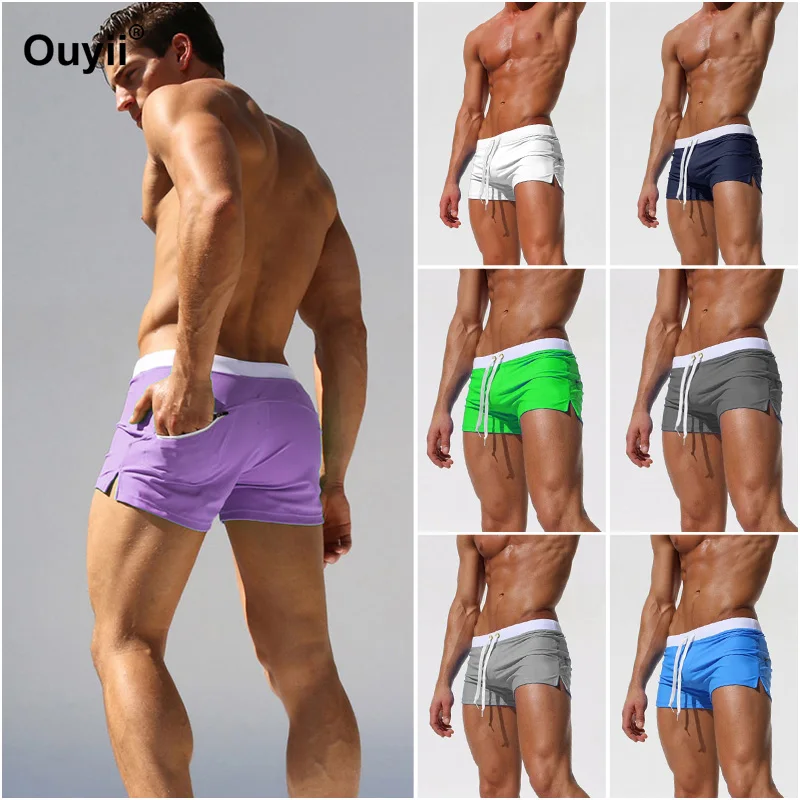 

Swimwear Men's New Swim Trunks Back Pocket Design Quick-drying Beach Pants 2019 Fashion Men's Boxer Pants