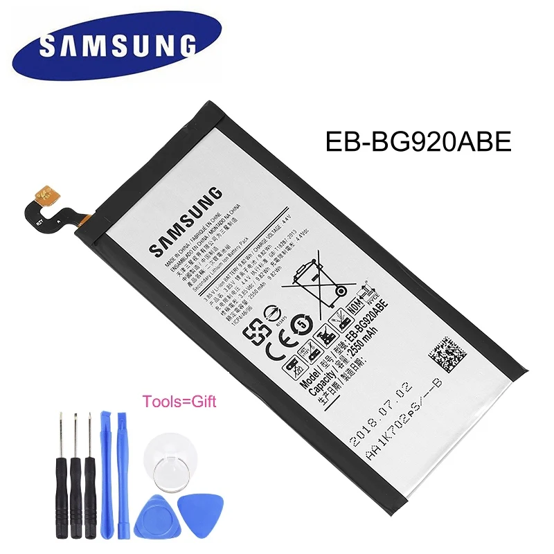 Оригинальный аккумулятор 2550 мАч для Samsung GALAXY S6 G9200 G9208 G9209 G920F G920I G920 G920A G920V G920T G920P|Аккумуляторы мобильных