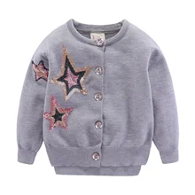 MudKingdom/маленький кардиган для девочек свитер блестящие звезды с блестками верхняя одежда, детский вязаный свитер с круглым вырезом