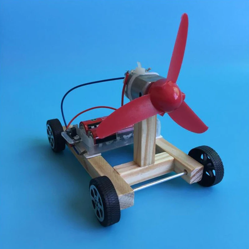 

Diy Wooden Wind Car Toys Creative Single-Wing Wind Car Assembly Model Kit Science Experiment Educational Toys For Children