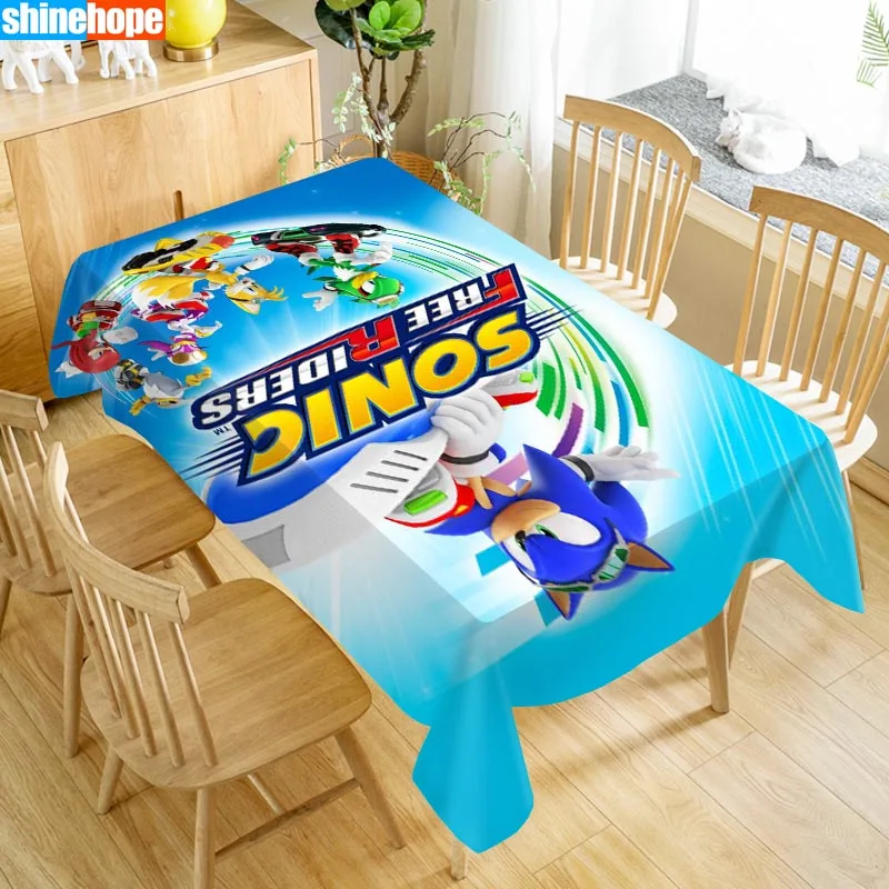 

Sonic Table Cloth Oxford Print Waterproof Oilproof Home Rectangular Party Table Cover 100X140cm/140X250cm