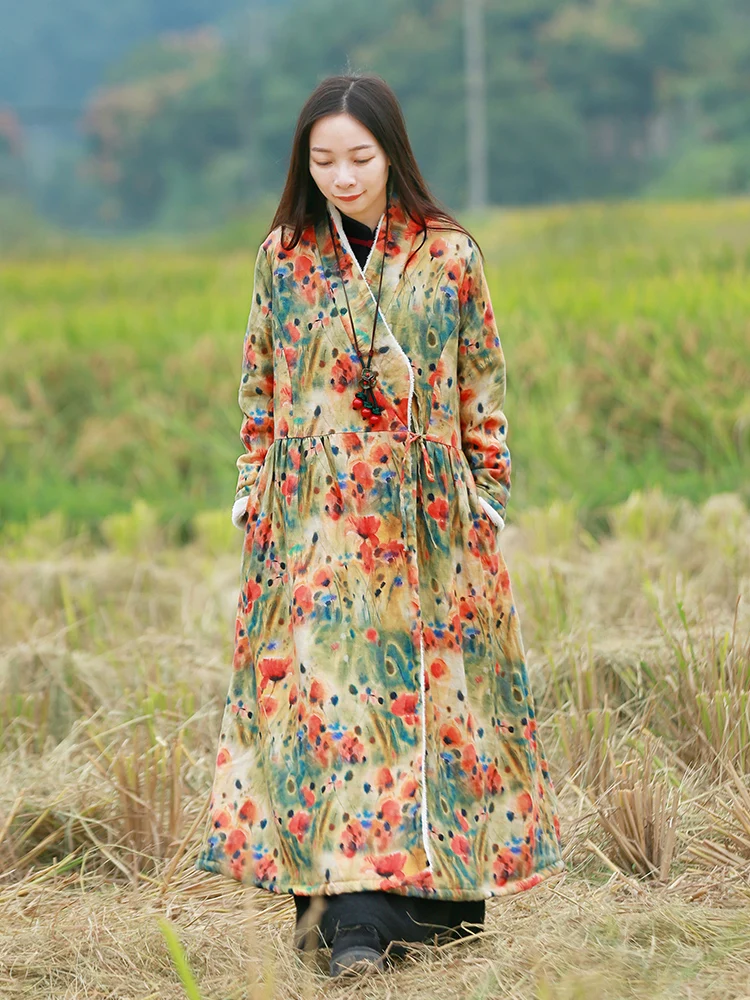 LZJN New Autumn Winter Women's Fleece Lined Jacket Coats Female Long Coats Outerwear Warm Thick Female Slim Fit Long Windbreaker (26)